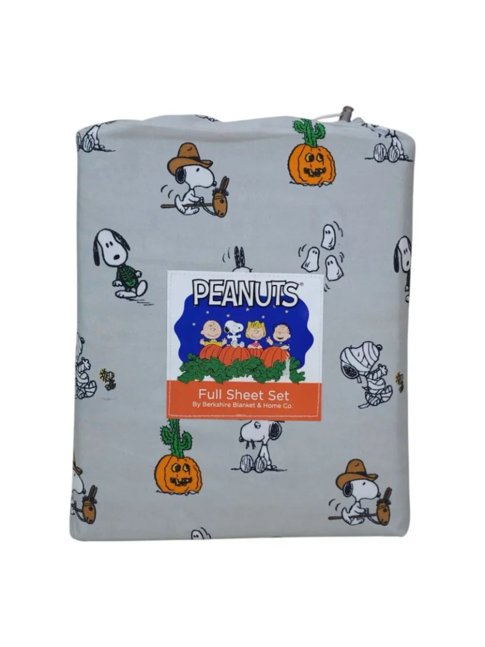 Peanuts Snoopy Cowboy Halloween Full Double Sheet Set By Berkshire Light Gray